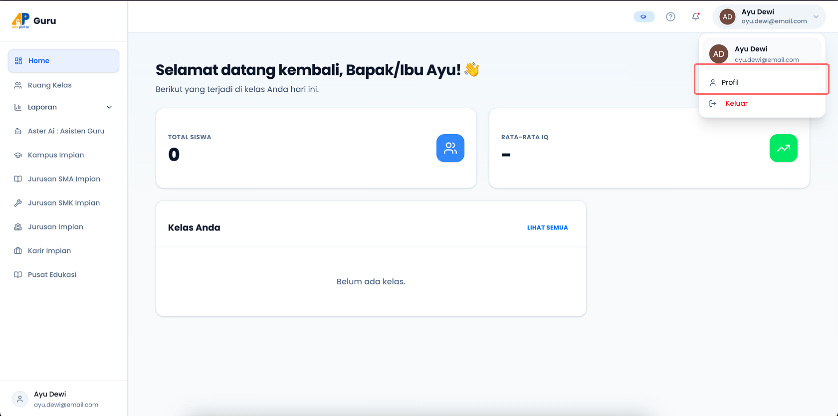 Menu Profil