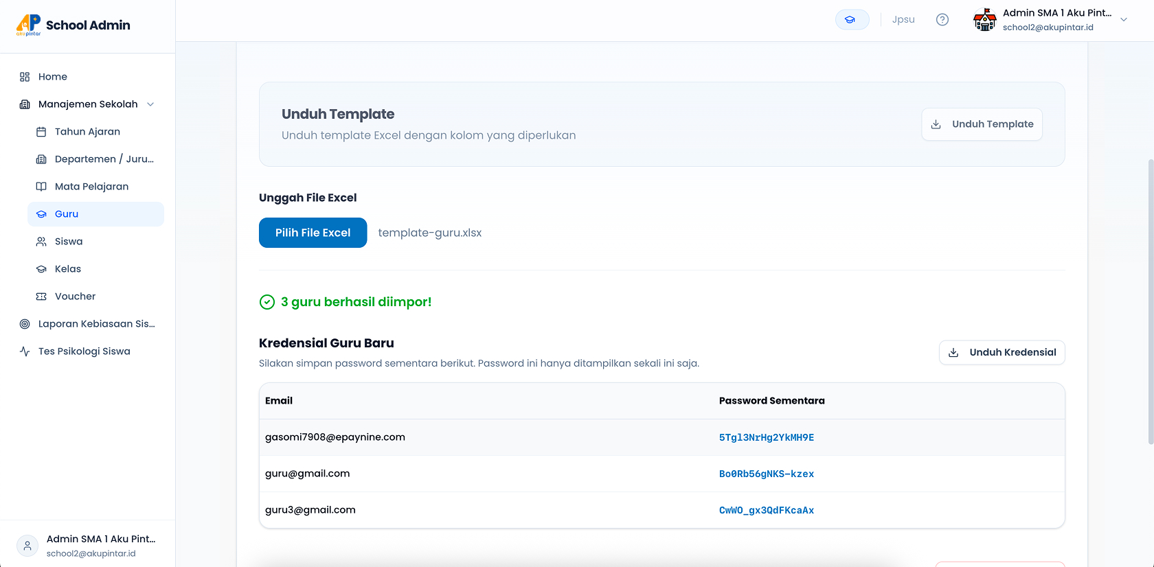 Hasil Template Guru