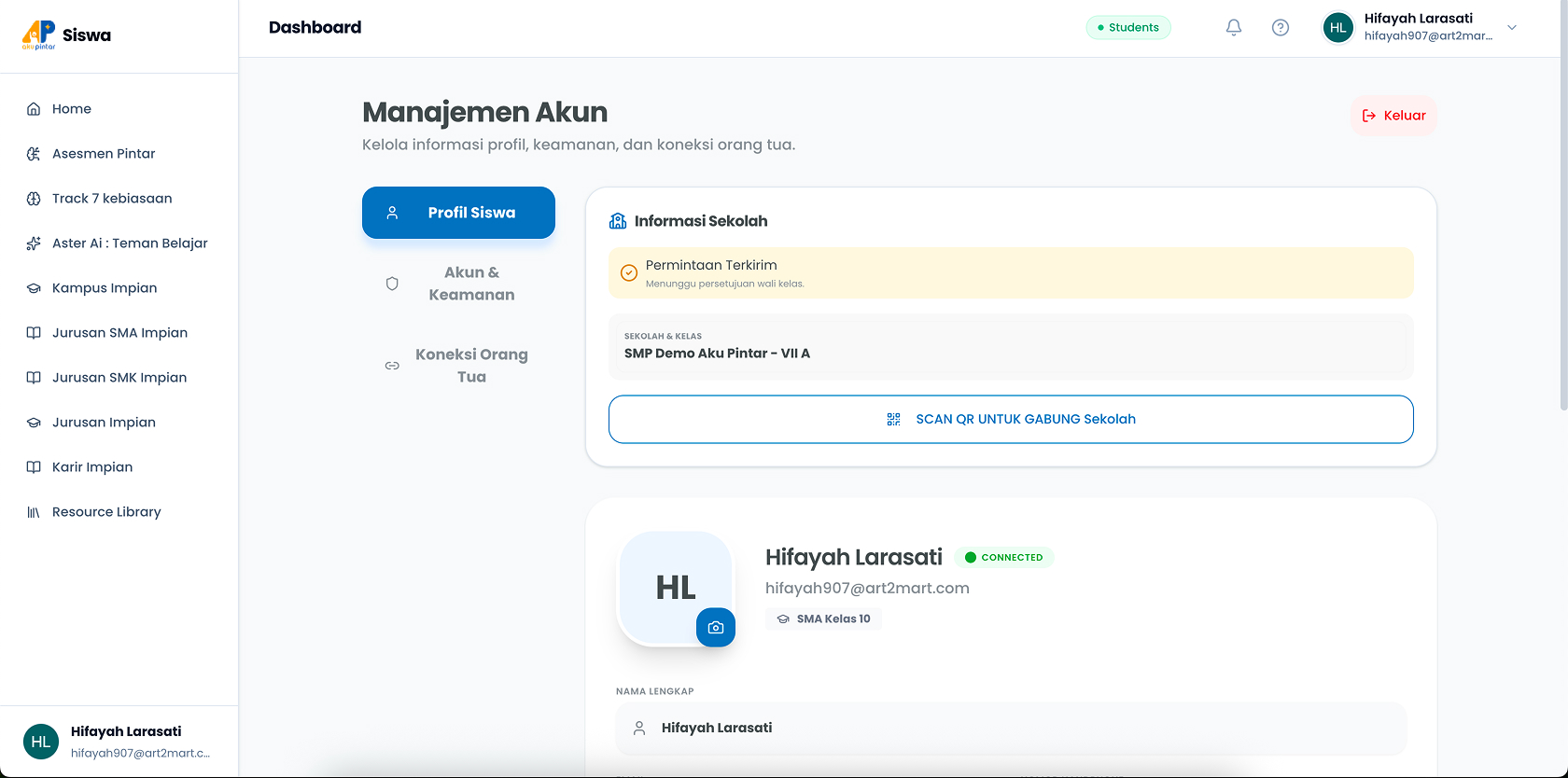 Status Permintaan Terkirim